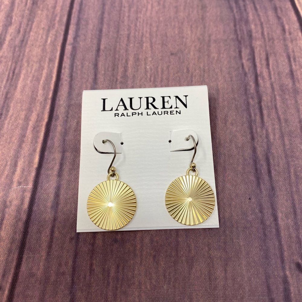 LAUREN RALPH LAUREN GOLD DANGLE EARRINGS DE33